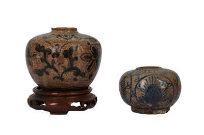 Lot 979 - TWO SOUTHEAST ASIAN BLUE AND WHITE JARS.