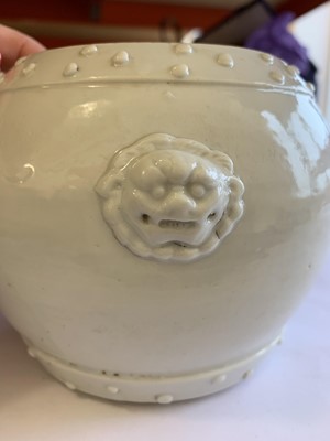 Lot 12 - A CHINESE BLANC-DE-CHINE 'PRUNUS' JAR AND COVER.
