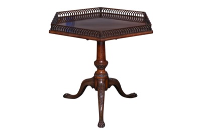 Lot 105 - A GEORGE III AND LATER MAHOGANY OCTAGONAL TILT-TOP TRIPOD TABLE