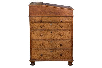 Lot 104 - AN UNUSUAL 19TH CENTURY ENGLISH BIRDS EYE MAPLE DAVENPORT IN THE MANNER OF GILLOWS