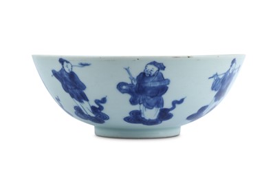 Lot 337 - A CHINESE BLUE AND WHITE 'IMMORTALS' BOWL.