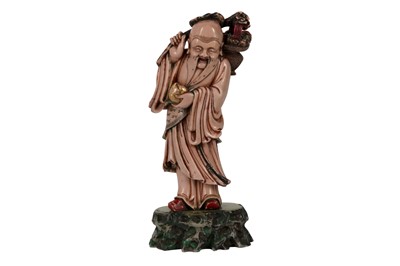 Lot 208 - A CHINESE SOAPSTONE FIGURE OF SHOULAO.