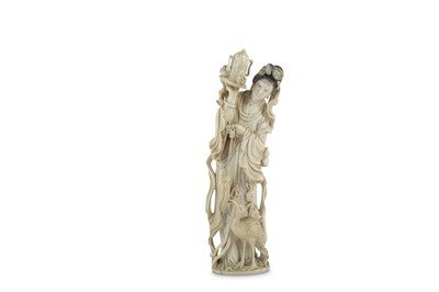 Lot 603 - λ A CHINESE IVORY 'MAGU' CARVING.