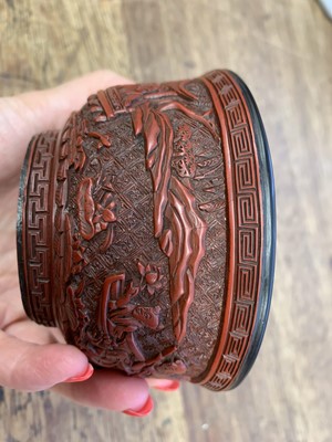 Lot 39 - A CHINESE CARVED CINNABAR LACQUER 'BOYS' BOWL.