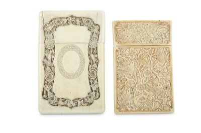 Lot 607 - λ TWO CHINESE IVORY VISIT CARD CASES.