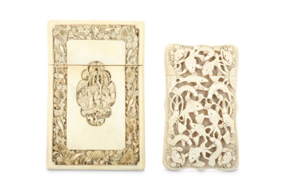 Lot 608 - λ TWO CHINESE IVORY CARD CASES.