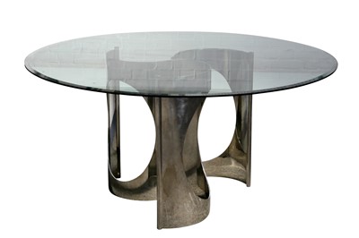 Lot 113 - A 20th century circular glass dining table on chrome base