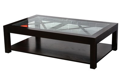 Lot 121 - A contemporary black framed glass coffee table