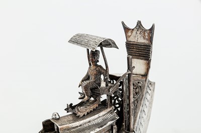 Lot 120 - A second half of the 20th century Burmese unmarked silver model of an Irrawaddy rice boat