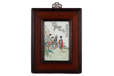 Lot 576 - A CHINESE FAMILLE ROSE 'LADIES' PANEL.
