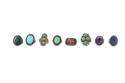 Lot 585 - A COLLECTION OF EIGHT CHINESE RINGS.