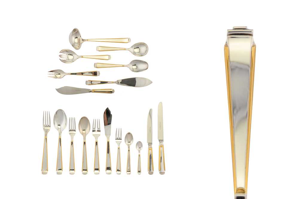 Lot 77 - A modern German sterling silver parcel gilt table service of flatware / canteen, circa 1990 by Robbe & Berking