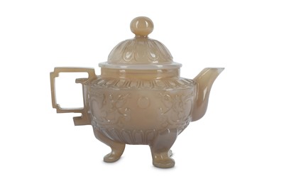 Lot 226 - A CHINESE AGATE TEAPOT AND COVER.