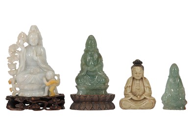 Lot 744 - FOUR CHINESE CARVINGS OF GUANYIN.