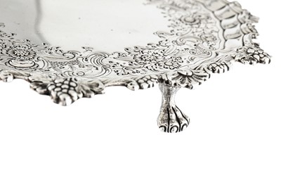 Lot 307 - A George II sterling silver salver, London 1754 by Richard Rugg (reg. 30th May 1754)