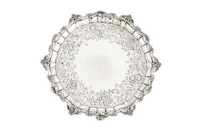 Lot 307 - A George II sterling silver salver, London 1754 by Richard Rugg (reg. 30th May 1754)