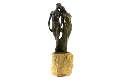 Lot 195 - A Spanish late 20th century bronzed metal sculpture of a male and female dancer