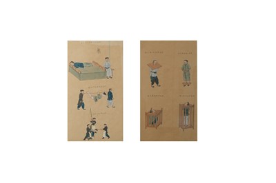 Lot 123 - A PAIR OF CHINESE PAINTINGS OF PRISONERS.