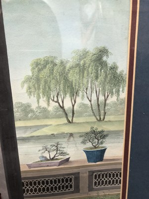 Lot 272 - A SET OF FOUR FINE CHINESE EXPORT PAINTINGS OF INTERIORS.