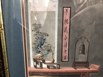 Lot 272 - A SET OF FOUR FINE CHINESE EXPORT PAINTINGS OF INTERIORS.