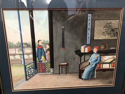 Lot 272 - A SET OF FOUR FINE CHINESE EXPORT PAINTINGS OF INTERIORS.