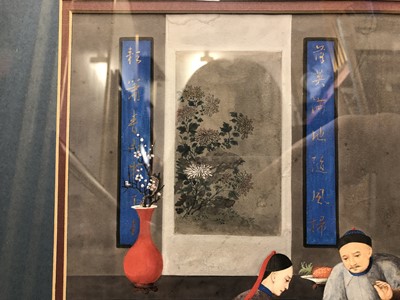 Lot 272 - A SET OF FOUR FINE CHINESE EXPORT PAINTINGS OF INTERIORS.