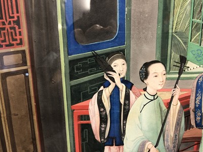 Lot 272 - A SET OF FOUR FINE CHINESE EXPORT PAINTINGS OF INTERIORS.