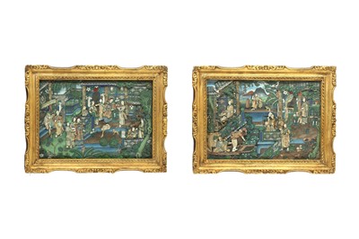 Lot 271 - A PAIR OF CHINESE GARDEN DIORAMAS.