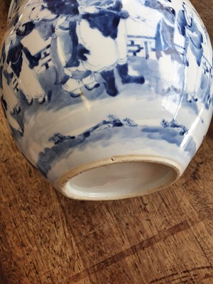 Lot 73 - A CHINESE BLUE AND WHITE 'BOYS' FISH BOWL.