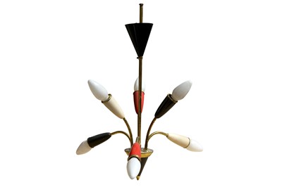 Lot 110 - A 1950s French sputnik or atomic style ceiling light