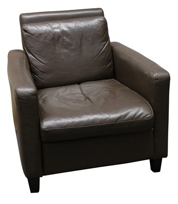 Lot 141 - A modern Habitat brown leather Chester armchair