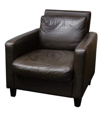 Lot 142 - A contemporary Habitat brown leather Chester armchair