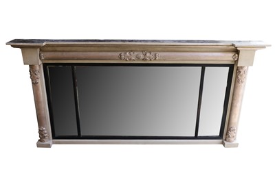 Lot 417 - A Regency grey painted overmantel mirror