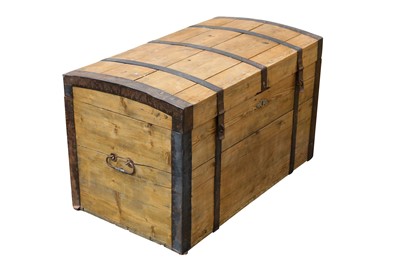 Lot 669 - A pine iron bound dome top trunk