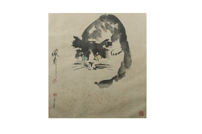 Lot 936 - A CHINESE PAINTING OF A CAT.