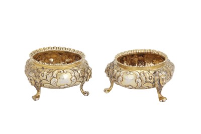 Lot 373 - A pair of Victorian sterling silver gilt salts, London 1845 by Fredrick Dear