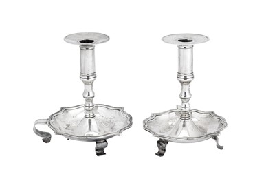 Lot 237 - A pair of 19th century Spanish Colonial silver chambersticks