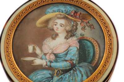 Lot 31 - A late 18th century French ivory portrait miniature snuff box, probably Paris circa 1780