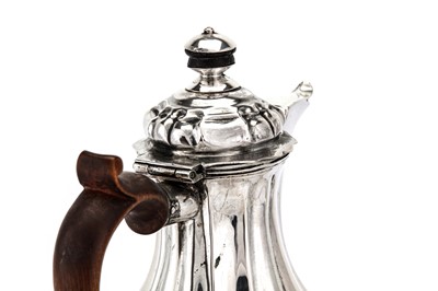 Lot 64 - A German silver bachelor coffee pot (verseuse égoiste), bearing marks probably Uberlingen circa 1780 by MFL with a device (untraced)