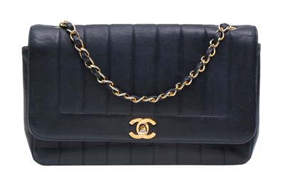 Lot 210 - Chanel Navy Vertical Single Flap Bag