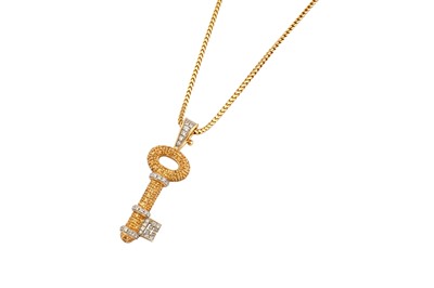 Lot 106 - A yellow sapphire and diamond pendant necklace, by Theo Fennell