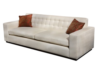 Lot 135 - A large contemporary fabric upholstered sofa in cream