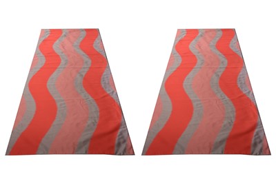 Lot 368 - A pair of red and cream Roman blinds
