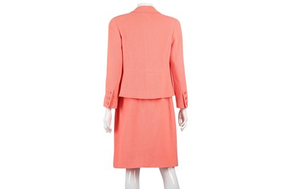 Lot 151 - Chanel Coral Boucle Skirt Suit - Size 42