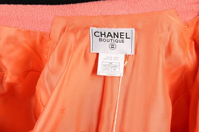 Lot 151 - Chanel Coral Boucle Skirt Suit - Size 42
