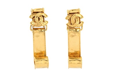 Lot 393 - Chanel Clip On CC Logo Scroll Earrings