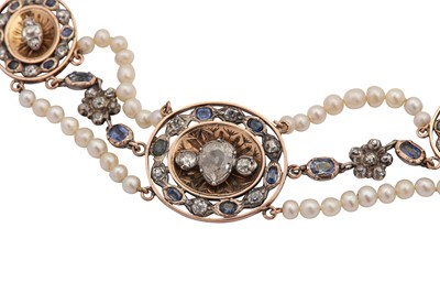 Lot 41 - An antique sapphire, pearl and diamond tiara / necklace