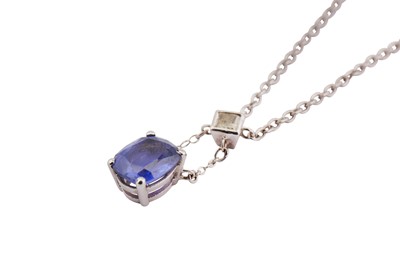 Lot 1314 - A sapphire and diamond pendant necklace