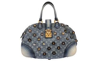 Lot 82 - Louis Vuitton Limited Edition Blue Denim Polka Dot Panema Bowly Bag