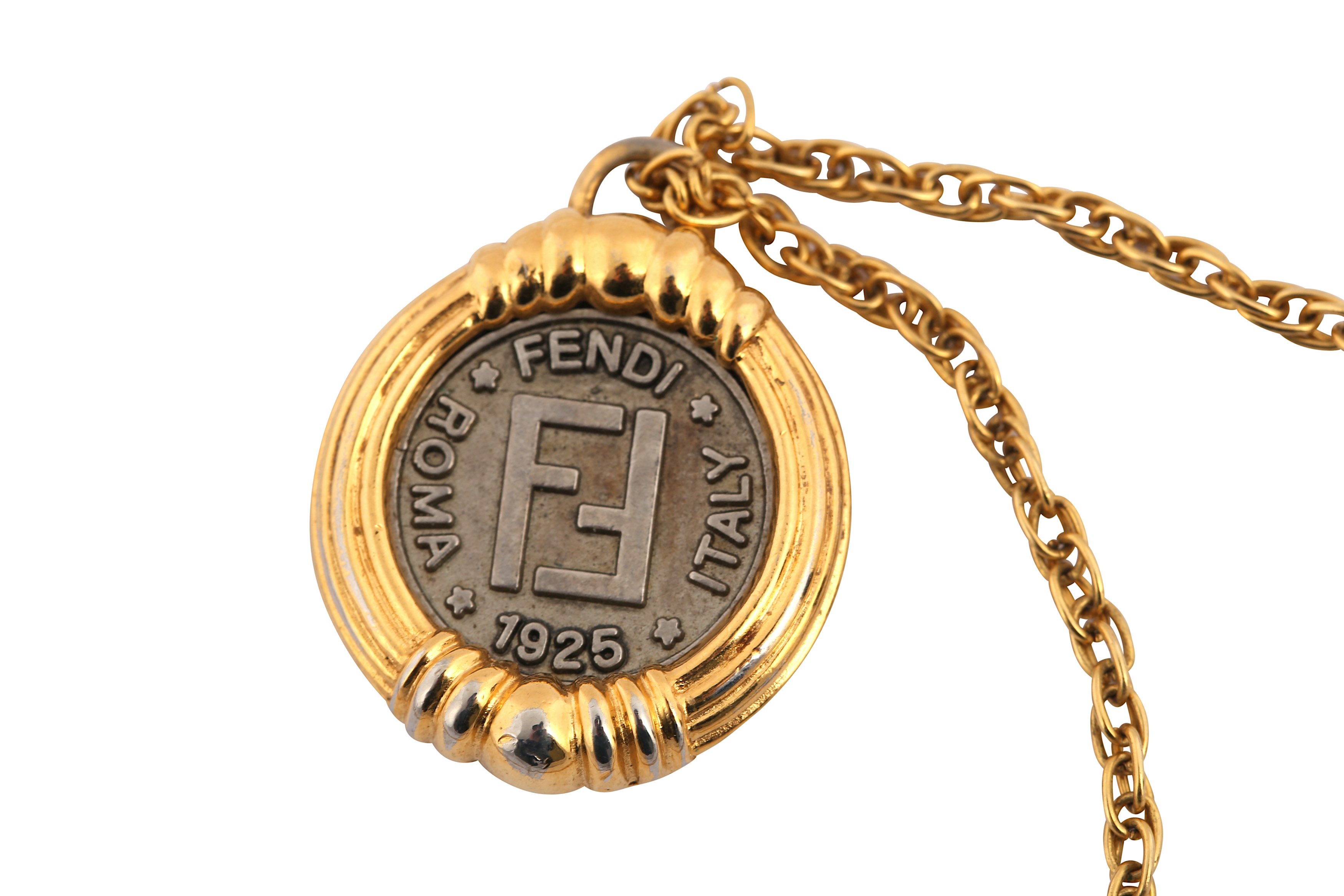 Lot 439 - Fendi Janus Roman FF Coin Pendant Necklace